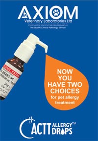 Axiom Veterinary Laboratories has launched SLIT - sublingual immunotherapy treatment - for allergies in cats, dogs and horses. 
