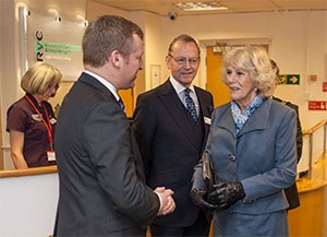 Her Royal Highness The Duchess of Cornwall made her first visit to the RVC's Camden campus today, in her role as patron of the College's charity, the Animal Care Trust.  The Duchess became Patron of the Animal Care Trust in 2005, and was visiting to see how funds raised by the charity help to provide cutting edge equipment for the College's hospitals, provide assistance to the College's research teams and support the commitment to excellence in veterinary education.  During the tour of the Beaumont Sainsbury Animal Hospital (BSAH), the Duchess saw how donations from the ACT have helped to purchase laparascopic surgical equipment enabling the hospital to provide key-hole surgery for routine neutering procedures, bringing welfare benefits to the animals and allowing students to develop their first-day skills needed in veterinary practice.  The Duchess also met the specialist exotics team that forms part of a newly launched Small Animals Referral Service based at the BSAH and which receives funding from the ACT.   Professor Stuart Reid, Principal of the RVC, said: "The generous donations to the ACT are invaluable in helping us to deliver the best possible care to our patients and world-leading veterinary education to our students. We were delighted to welcome The Duchess of Cornwall to our teaching hospital in Camden so that she could see just how much of an impact these donations have on the work that we do."  As well as spending time in the hospital the tour also took in the RVC's anatomy museum where the Head of Anatomy Service at the College, Andrew Crook MBE, demonstrated how an investment from the ACT in plastination facilities is helping the College to preserve valuable anatomical samples in a form that can be handled by students without fear of decomposition.  The visit finished with a reception, where supporters and donors of the Trust, as well as some of the College's students had the chance to meet the Duchess.