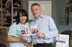 Simon Masding, Petplan’s Head of Sales and Partnerships, launches Petplan’s refreshed policies with Zeta Frasca, practice owner and vet at Kitten to Cat in Richmond London.