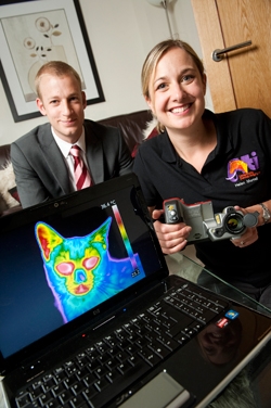 Helen Morrell from Veterinary Thermal Imaging, with Simon Fisher from Withy King, the solicitors who helped her set up the company