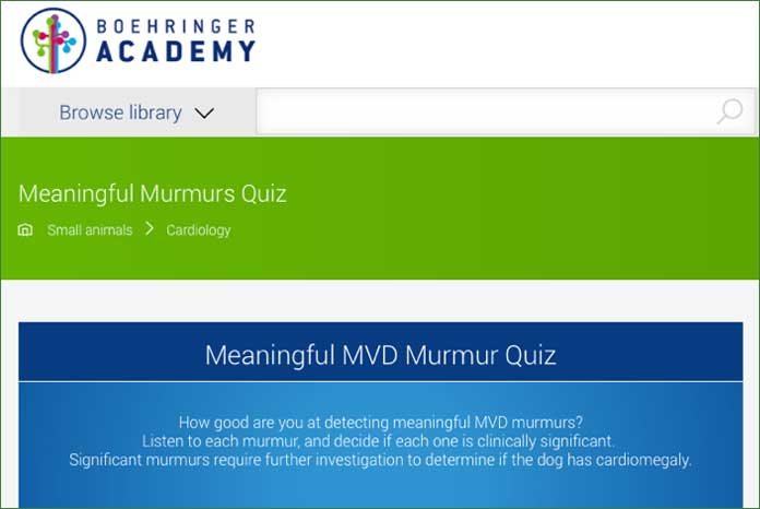 Boehringer Ingelheim, manufacturer of Vetmedin, has launched a Meaningful MVD Murmur online quiz