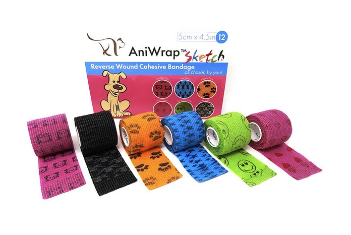 J. A. K Marketing has launched the Purfect Aniwrap Sketch reverse-wound cohesive bandage.