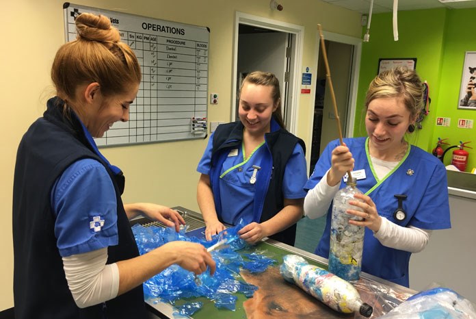 White Cross Vets in Gateacre has found a novel way of dealing with the large amounts of waste plastic that veterinary pharmaceutical and other sterile products are packed in, using it to make 'ecobricks'.